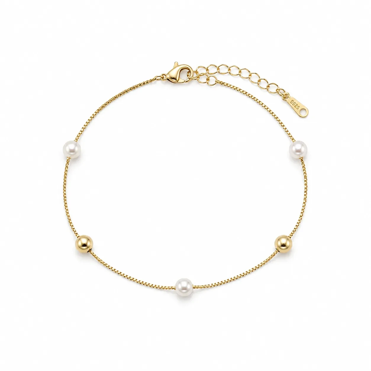 B150-2-1 Bratara Perle Mallorca - Placare Aur 14K - imagine 1