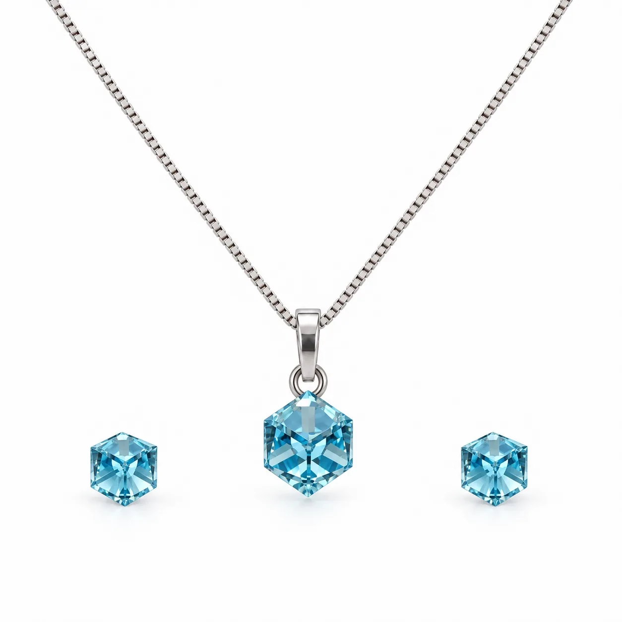 S210-1-3 Set Cub Aquamarine - Argint 925 - imagine 3