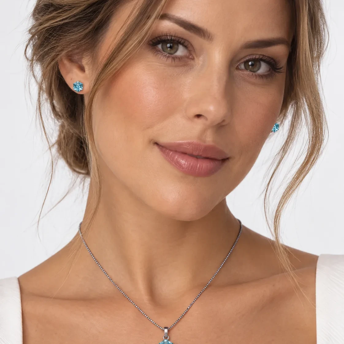 S210-1-4 Set Cub Aquamarine - Argint 925 - imagine 4