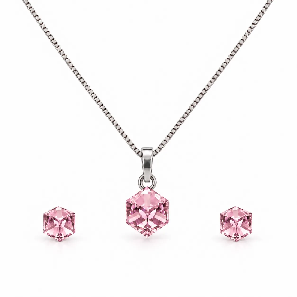 S210-6-1 Set Cub Light Rose - Argint 925 - imagine 1