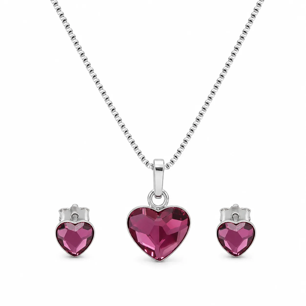 S215-3-2 Set Inima Dark Rose - Argint 925 - imagine 2