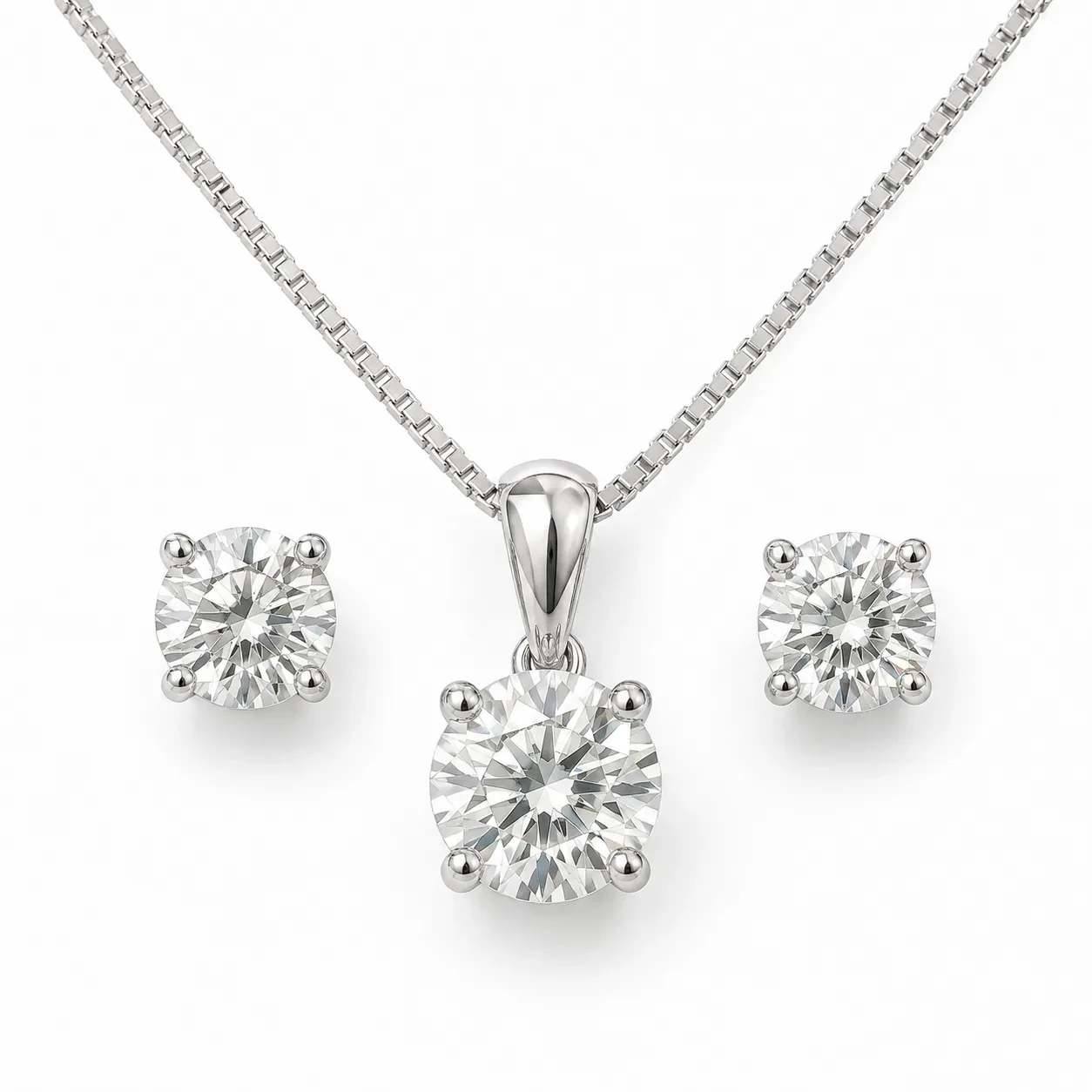 S220-1-1 Set Cristal Rotund - Argint 925 - imagine 1