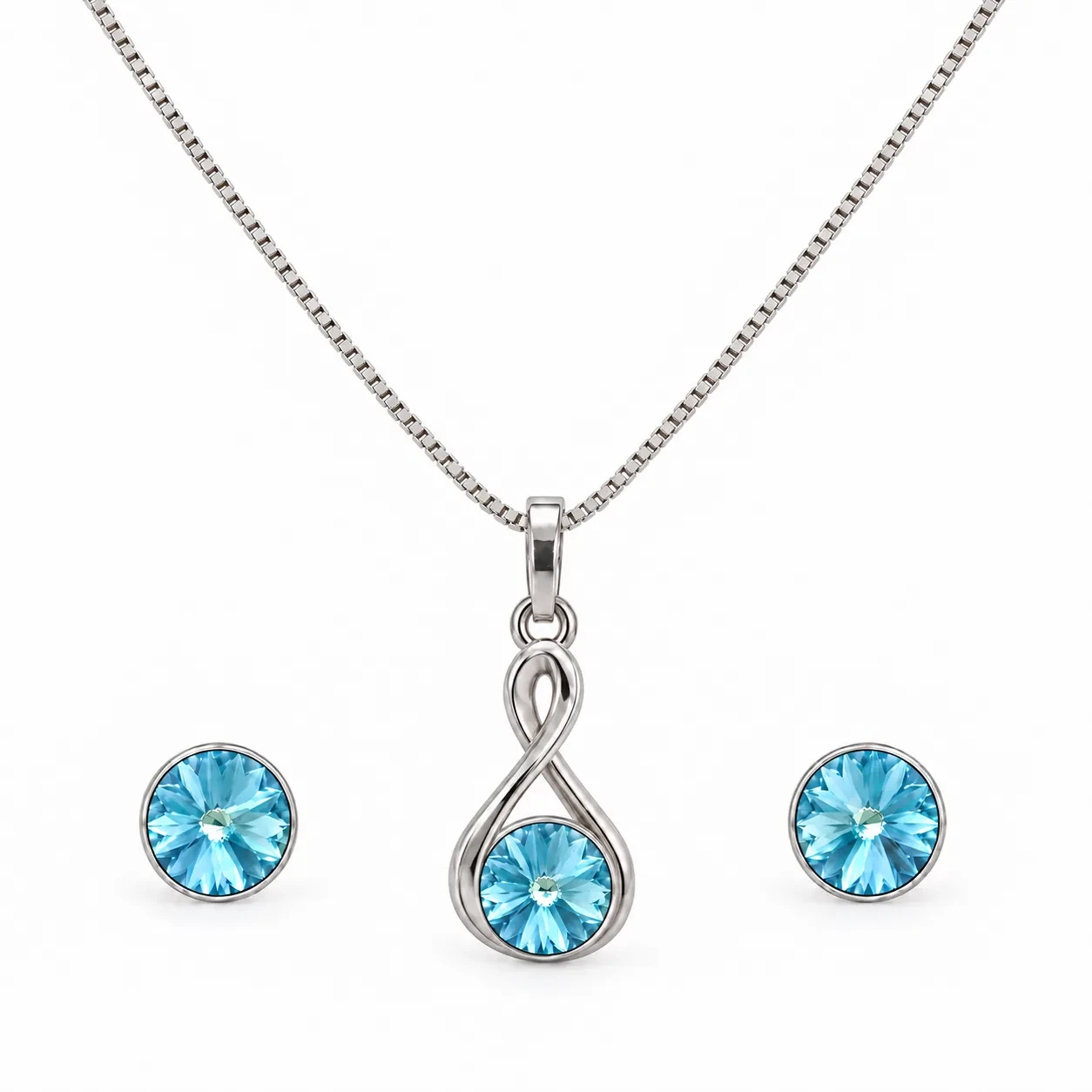 S230-6-2 Set Infinit Aquamarine - Argint 925 - imagine 2