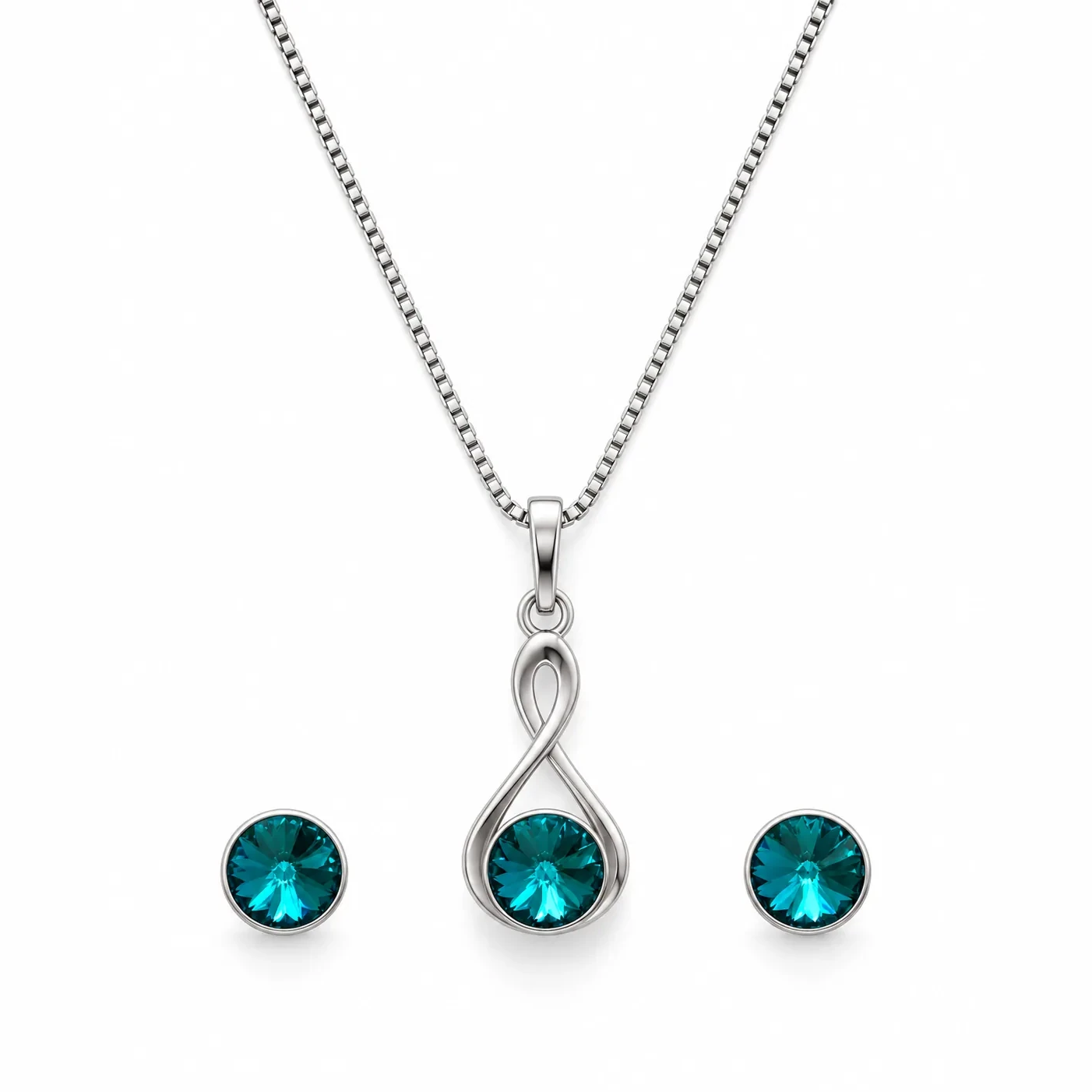 S230-7-1 Set Infinit Blue Zircon - Argint 925 - imagine 1