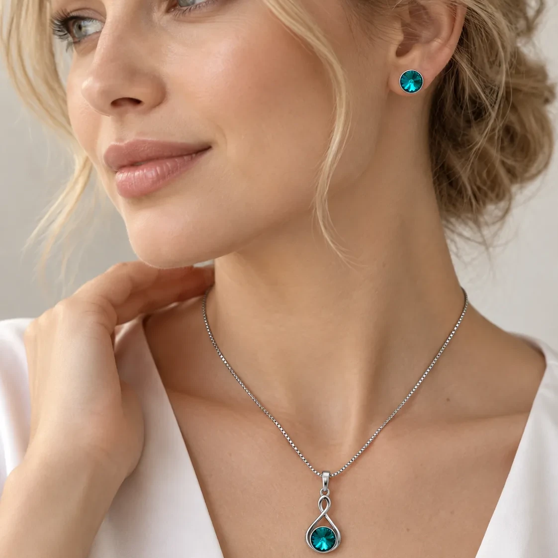 S230-7-4 Set Infinit Blue Zircon - Argint 925 - imagine 4