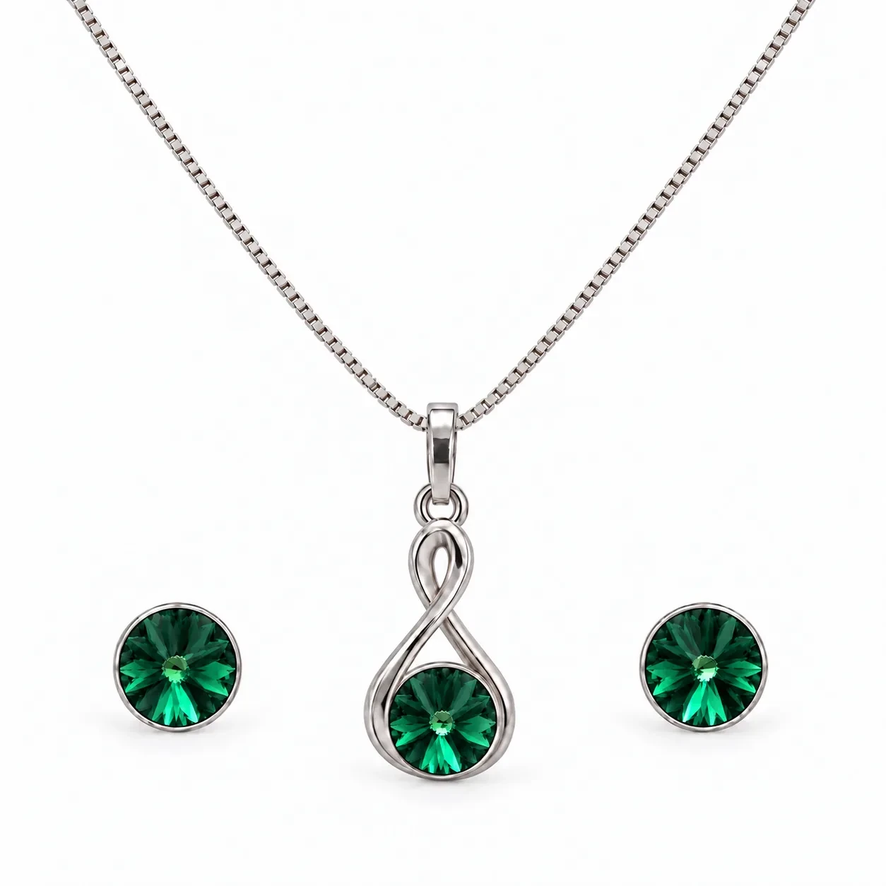S230-9-2 Set Infinit Emerald - Argint 925 - imagine 2