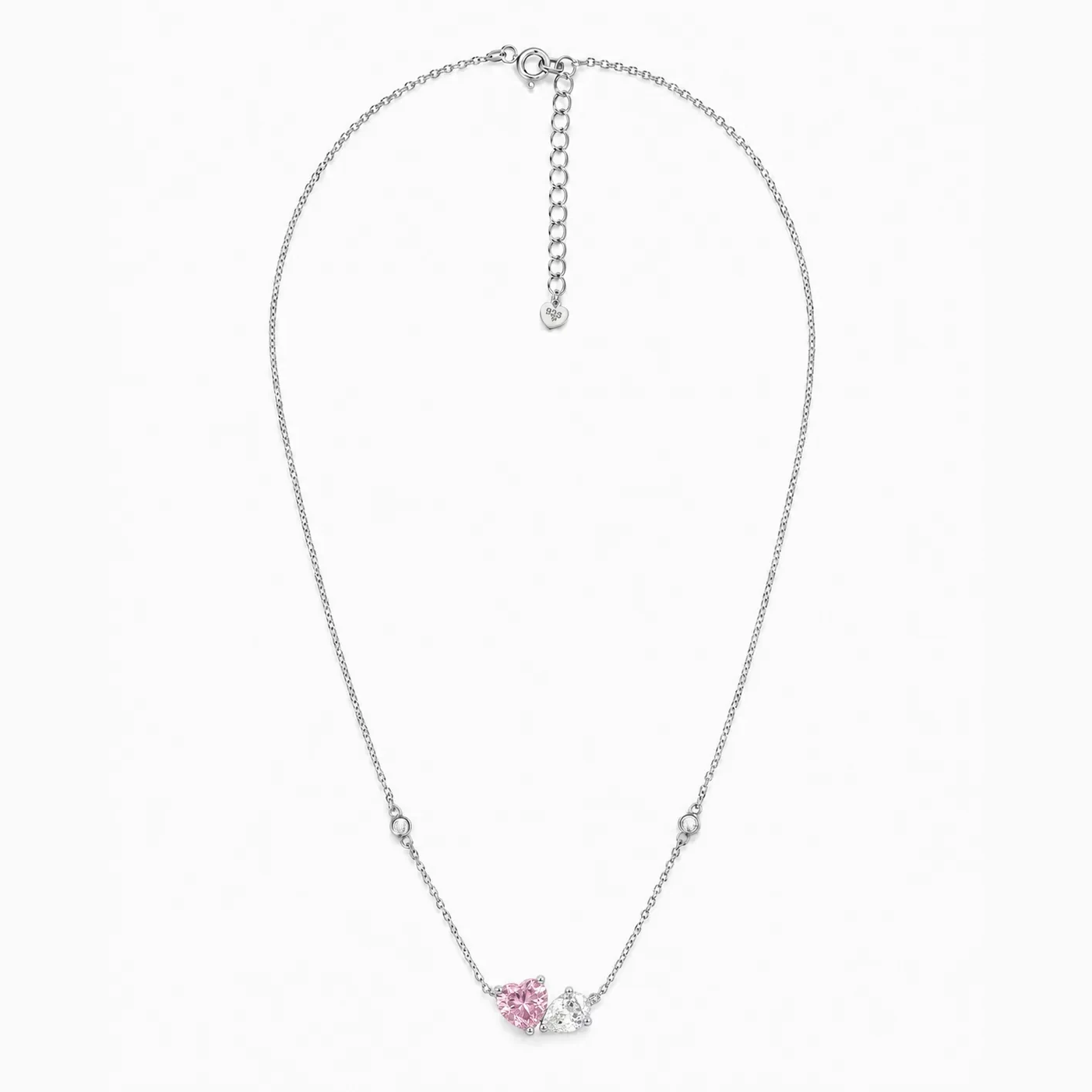 S245-2-2 Set Inima Roz cu Cristal - Argint 925 - imagine 2