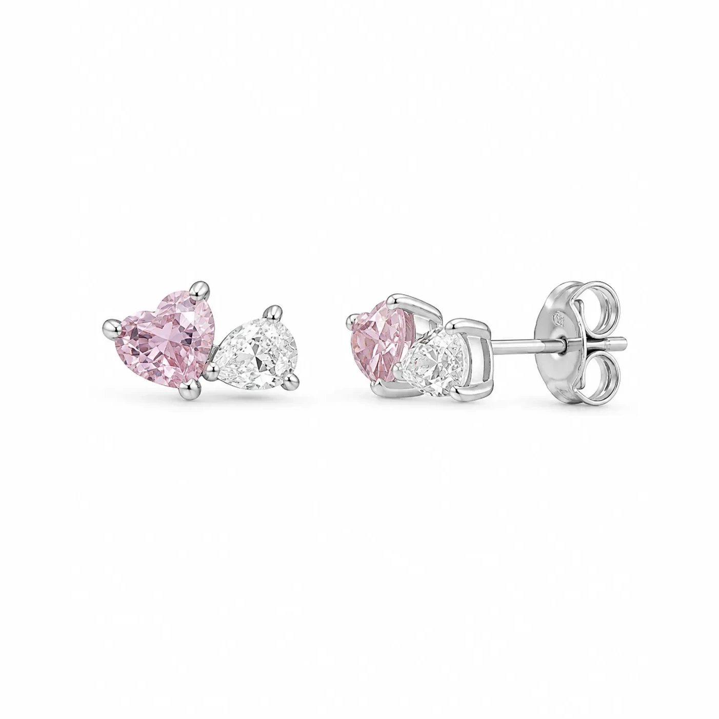 S245-2-3 Set Inima Roz cu Cristal - Argint 925 - imagine 3