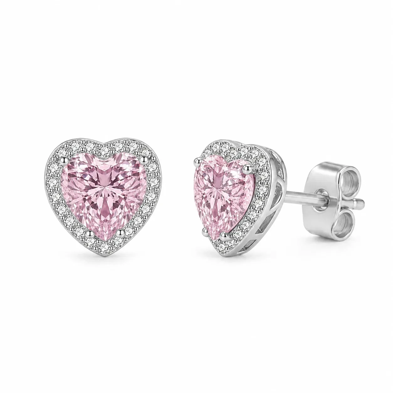 S260-3-2 Set Inima Roz Pave - Argint 925 - imagine 2