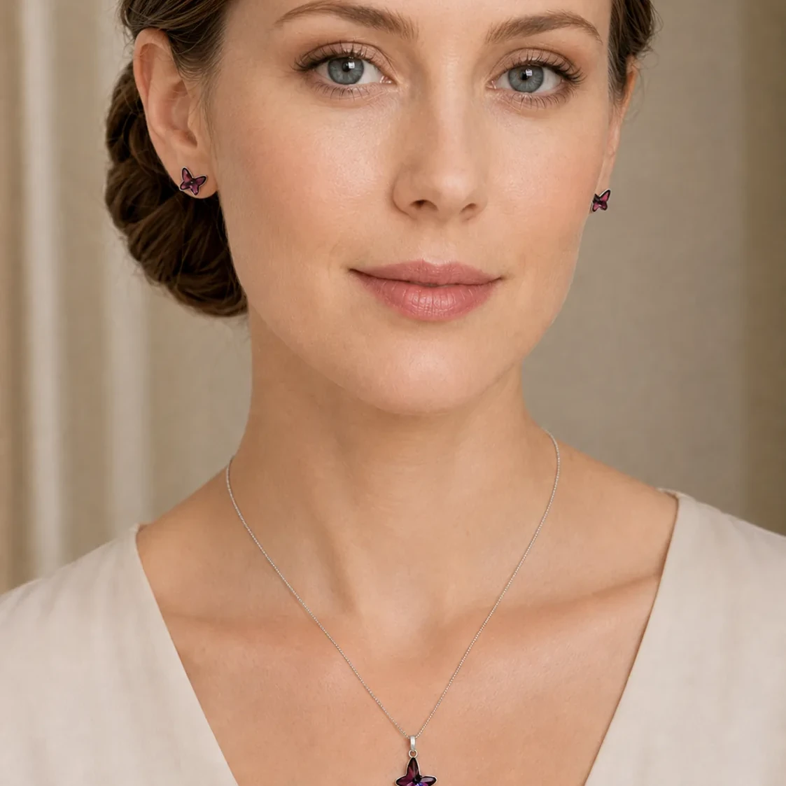 S275-1-4 Set Fluture Amethyst - Argint 925 - imagine 4