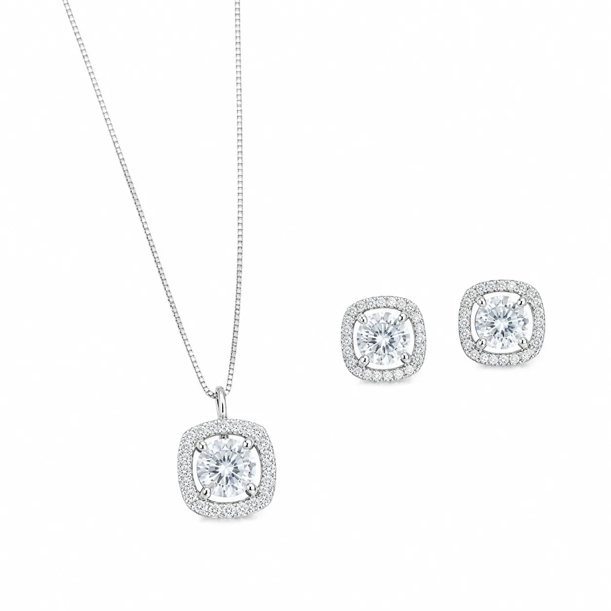 S290-1-1 Set Patrat Pave - Argint 925 - imagine 1